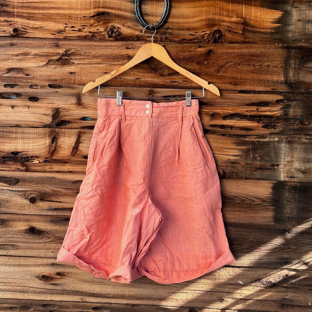 VINTAGE | Saks Fifth Avenue 100% Linen Coral Women's Shorts 8